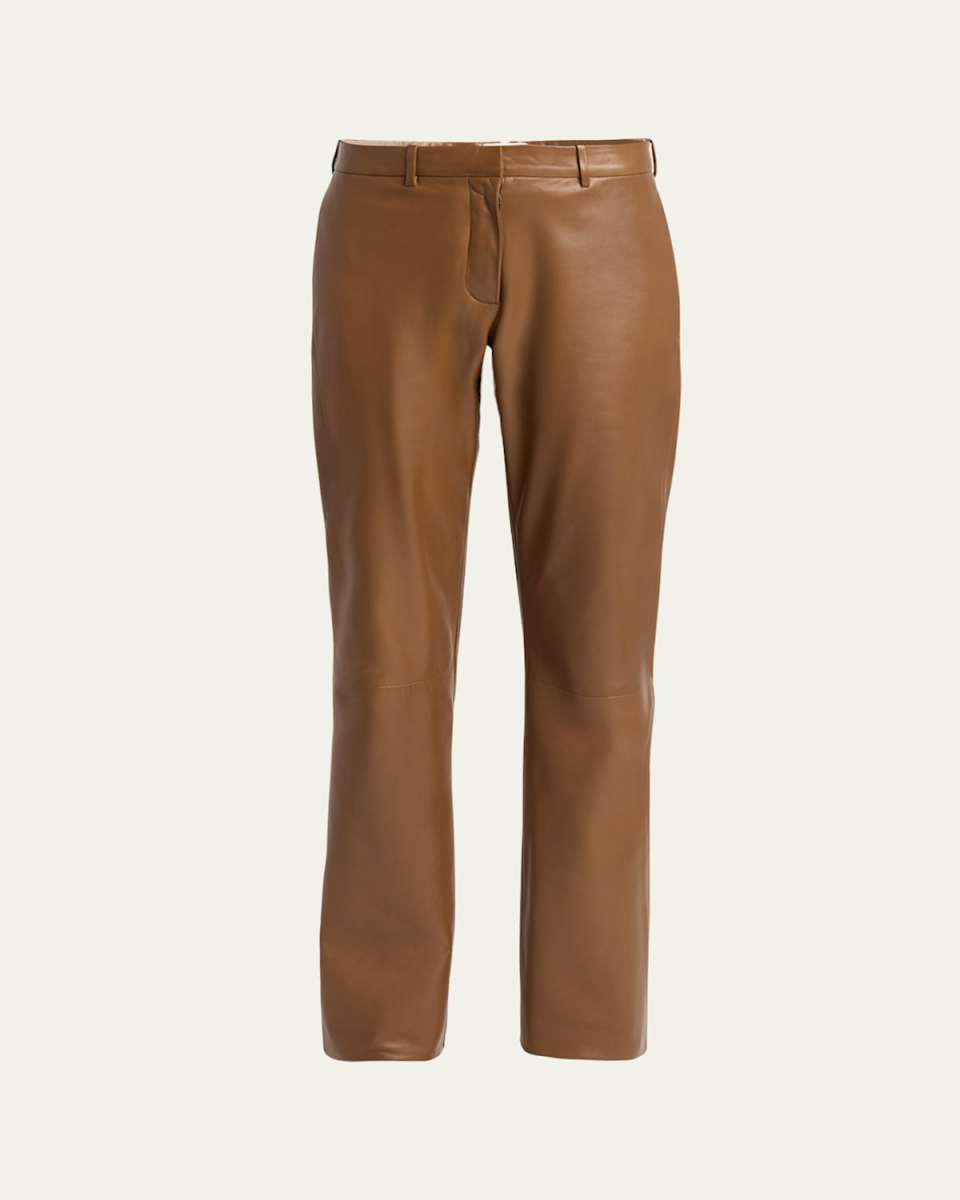 Selviese Straight Leg Leather Pants
